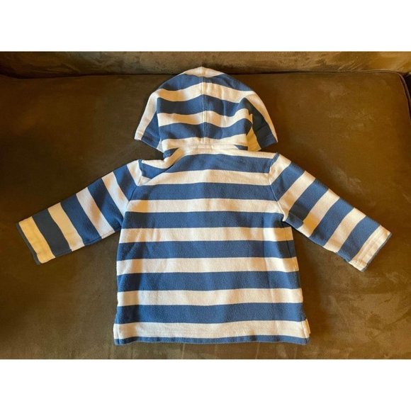 12-18M Janie and Jack Blue & White Striped Hoodie - Picture 3 of 4